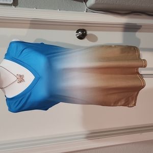 Sleeveless Blue to Gold Ombre top